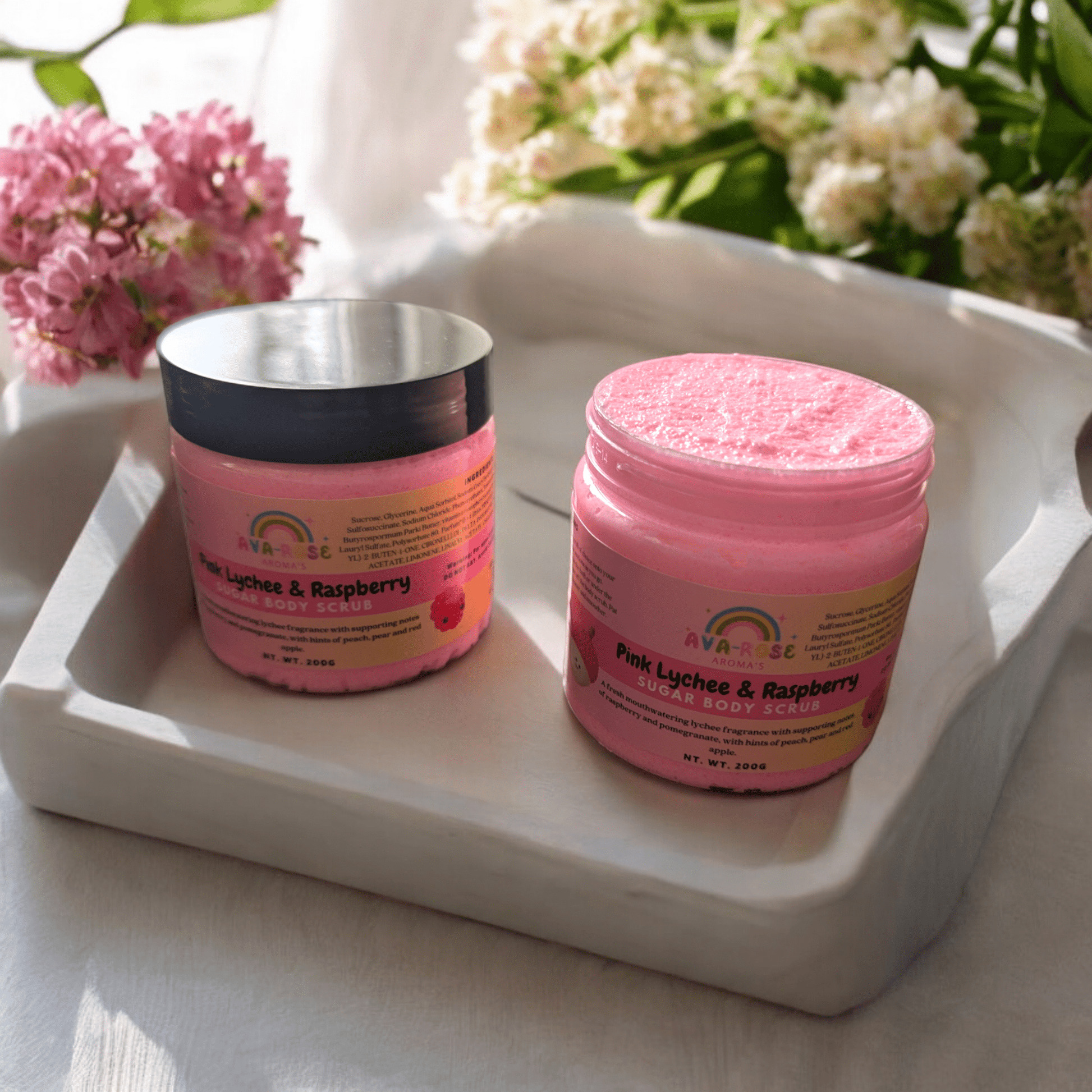 Pink Lychee & Raspberry Sugar Body Scrub - avarosearomas