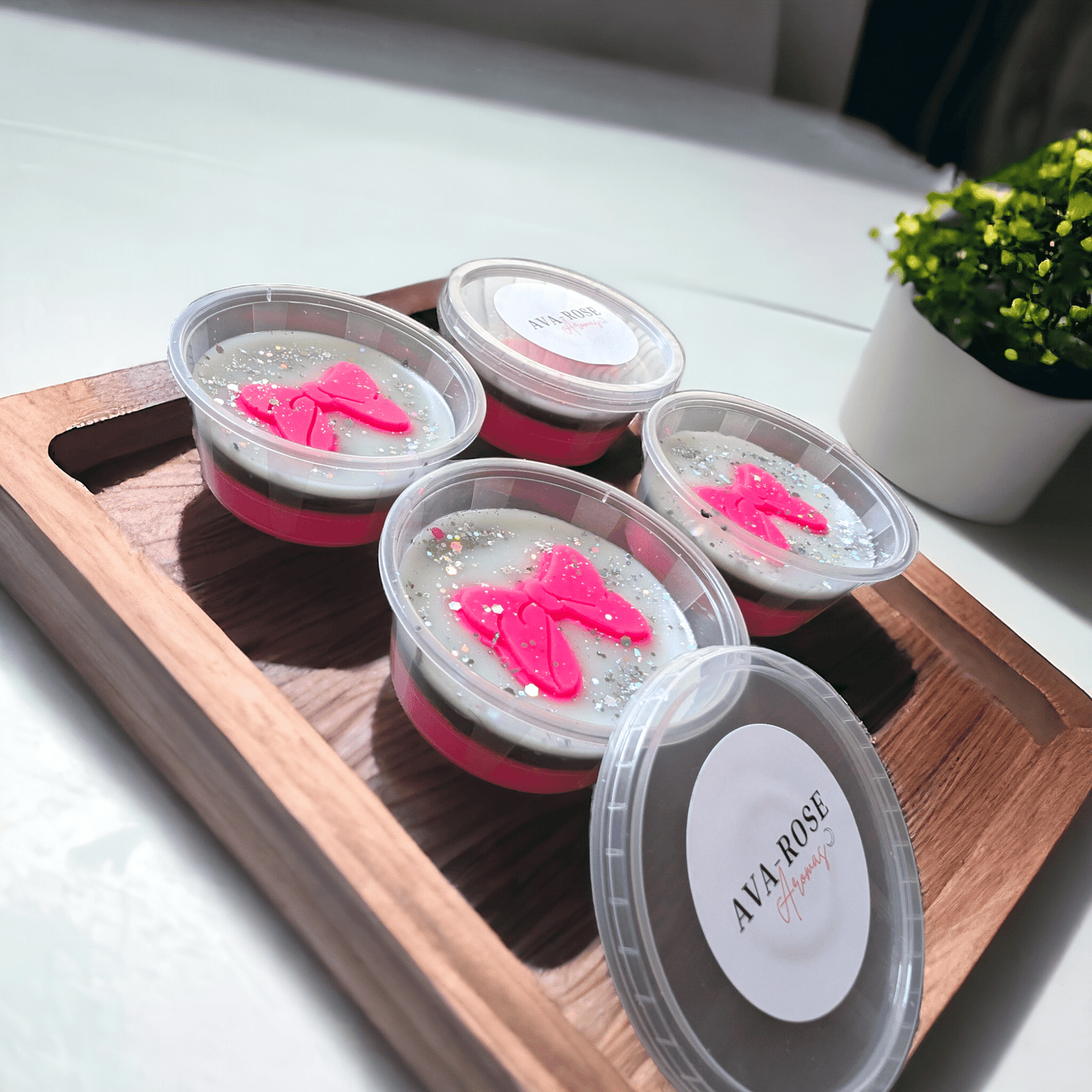 Pink Vanilla & Coco Blossom Bow 2oz Pot - avarosearomas