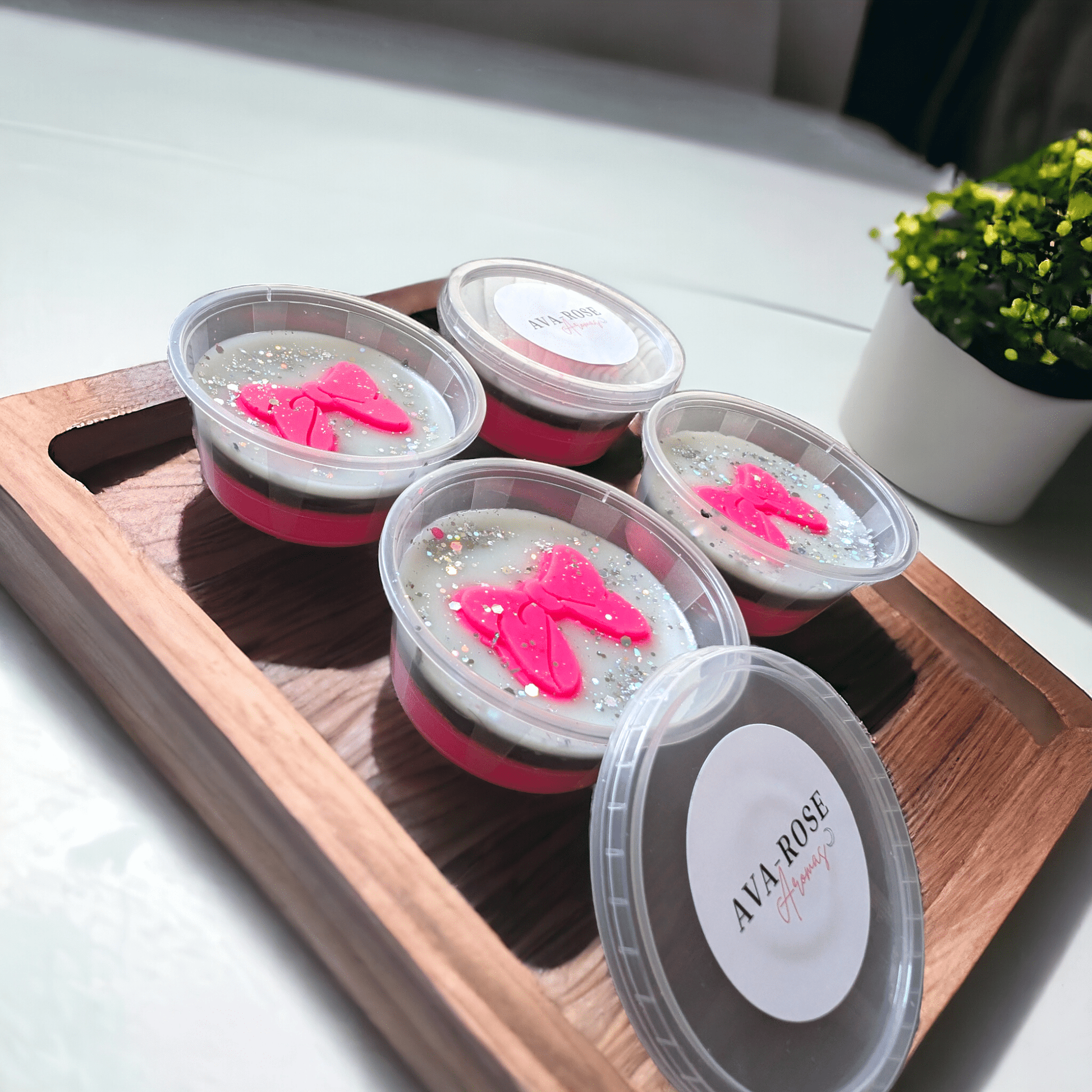 Pink Vanilla & Coco Blossom Bow 2oz Pot - avarosearomas