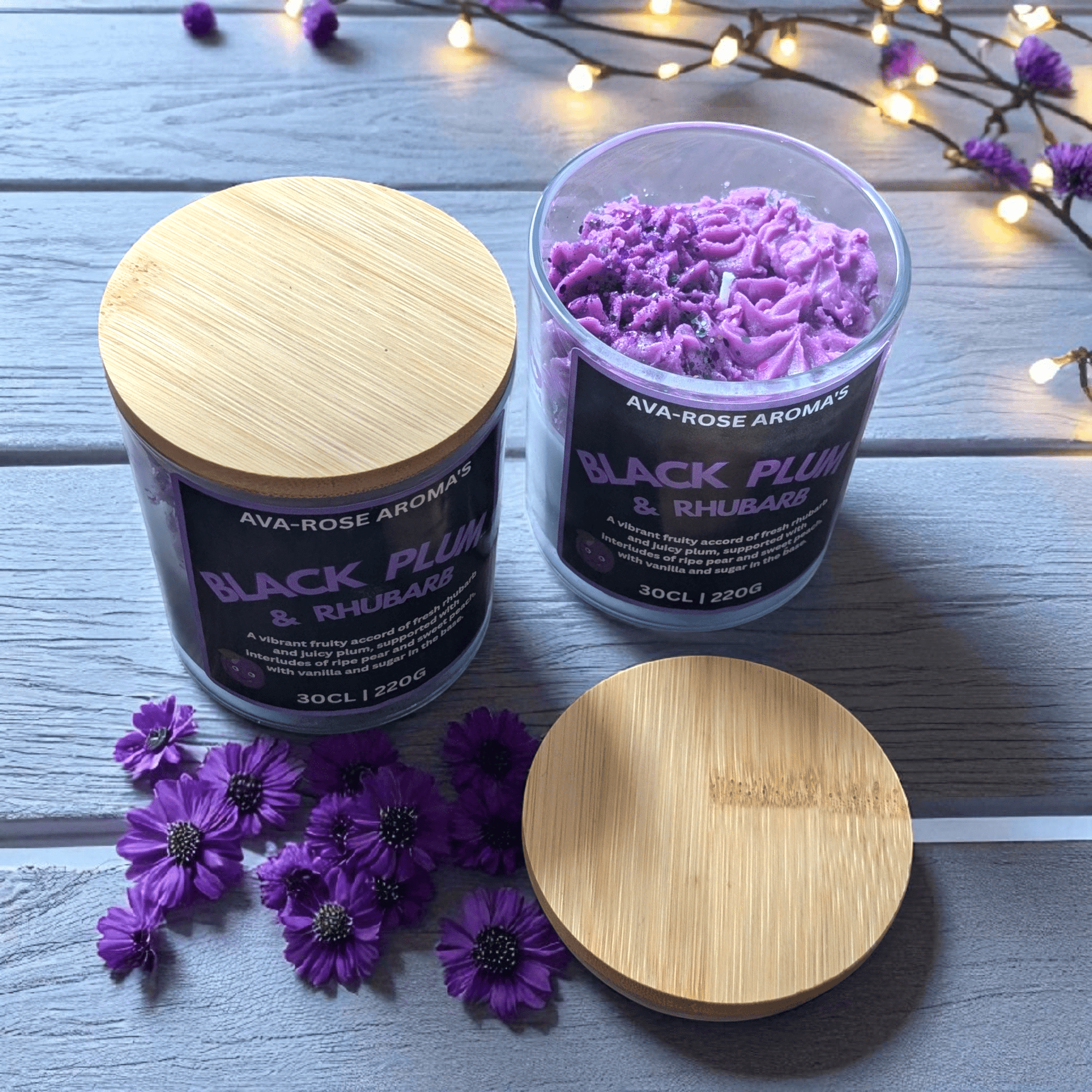 Black Plum & Rhubarb - Whipped Wax Candle - avarosearomas