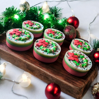 Christmas Cottage Wreath Wax Slab